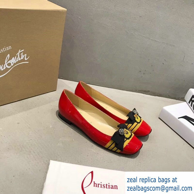 Christian Louboutin Stripe Flats Patent red - Click Image to Close
