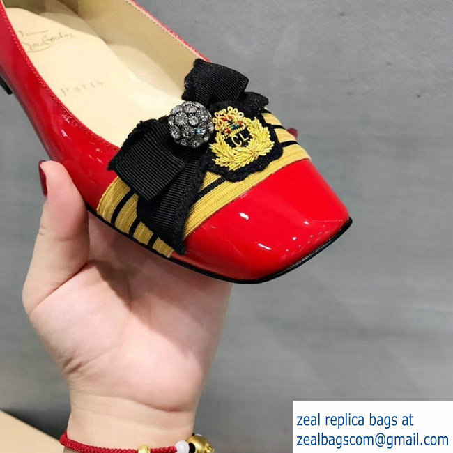 Christian Louboutin Stripe Flats Patent red