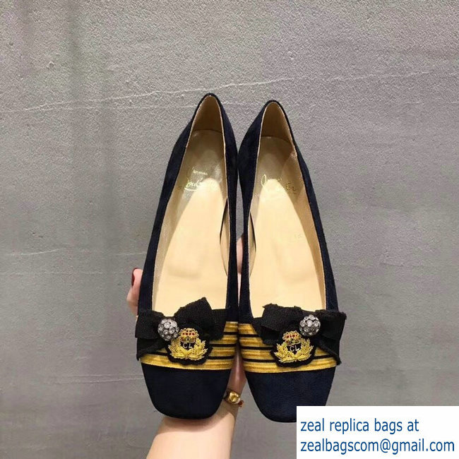 Christian Louboutin Stripe Flats Suede Black