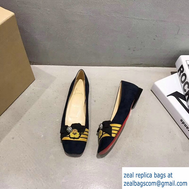 Christian Louboutin Stripe Flats Suede Black