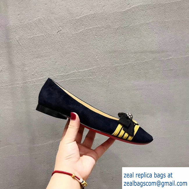 Christian Louboutin Stripe Flats Suede Black