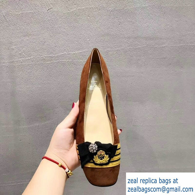 Christian Louboutin Stripe Flats Suede Brown