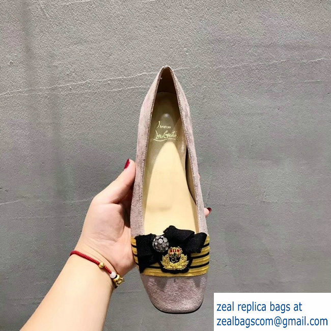 Christian Louboutin Stripe Flats Suede Nude