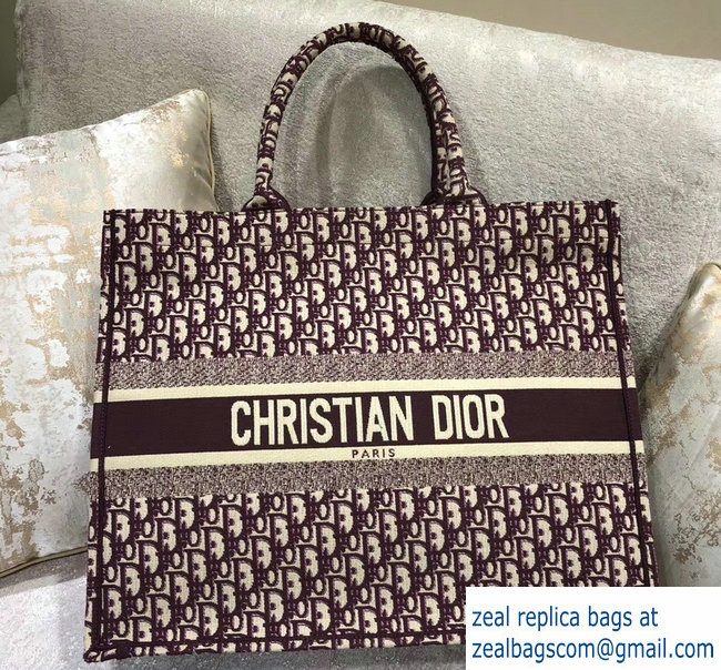 Dior Book Tote Bag In Embroidered Dior Oblique Canvas Burgundy 2018 - Click Image to Close