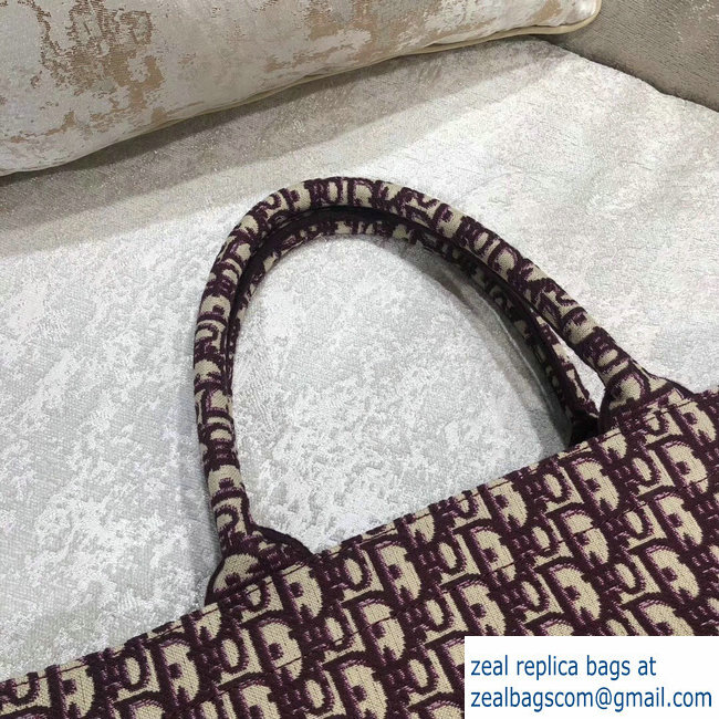 Dior Book Tote Bag In Embroidered Dior Oblique Canvas Burgundy 2018