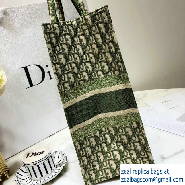 Dior Book Tote Bag In Embroidered Dior Oblique Canvas Green 2018 - Click Image to Close