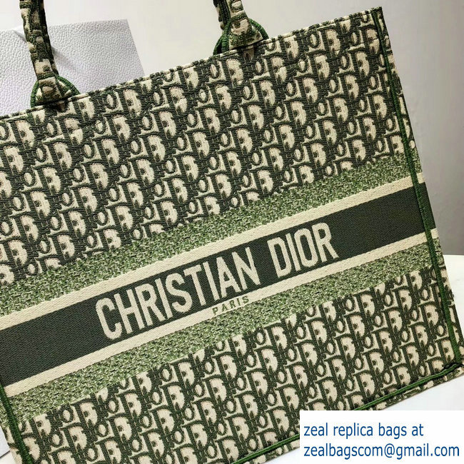 Dior Book Tote Bag In Embroidered Dior Oblique Canvas Green 2018 - Click Image to Close