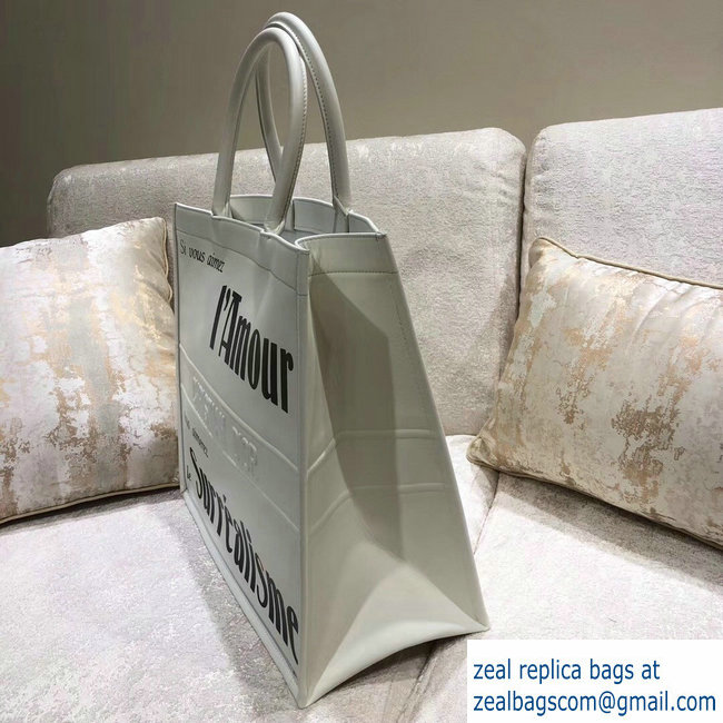 Dior Book Tote Bag White In Calfskin Printed with Surrealism 2018