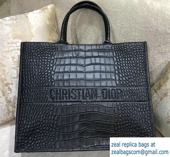 Dior Book Tote Bag in Croco Embossed Pattern Black 2018 - Click Image to Close