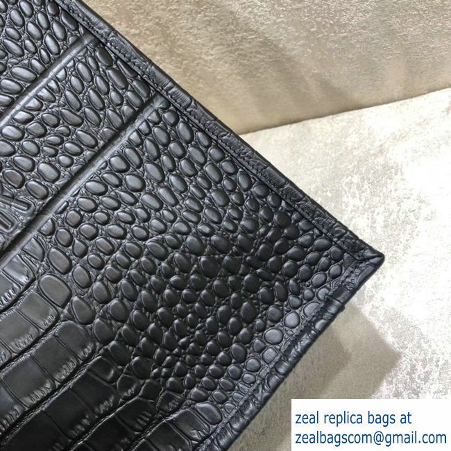 Dior Book Tote Bag in Croco Embossed Pattern Black 2018