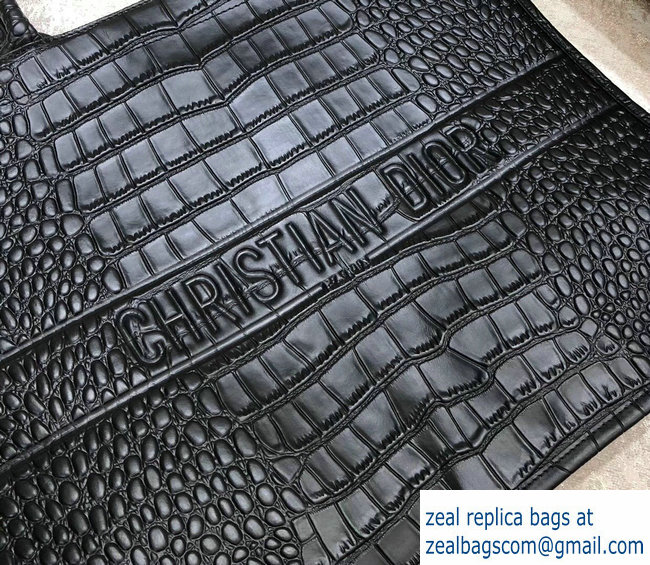 Dior Book Tote Bag in Croco Embossed Pattern Black 2018 - Click Image to Close