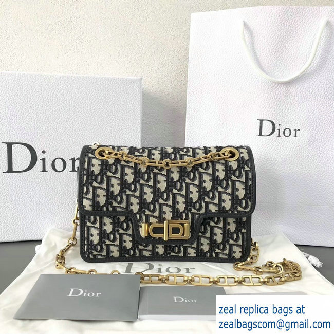 Dior CD Logo Vintage Shoulder Bag In Blue Oblique Jacquard Canvas 2018