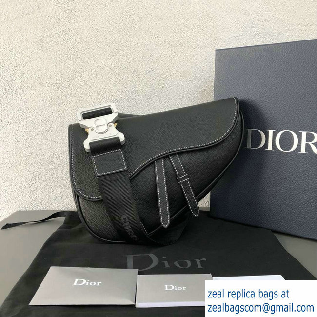 Dior Grained Calfskin Saddle Shoulder Belt Bag Black 2018 - Click Image to Close