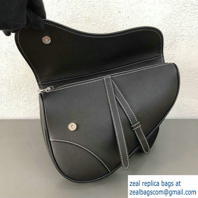 Dior Grained Calfskin Saddle Shoulder Belt Bag Black 2018 - Click Image to Close