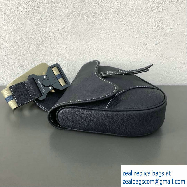 Dior Grained Calfskin Saddle Shoulder Belt Bag Navy Blue 2018