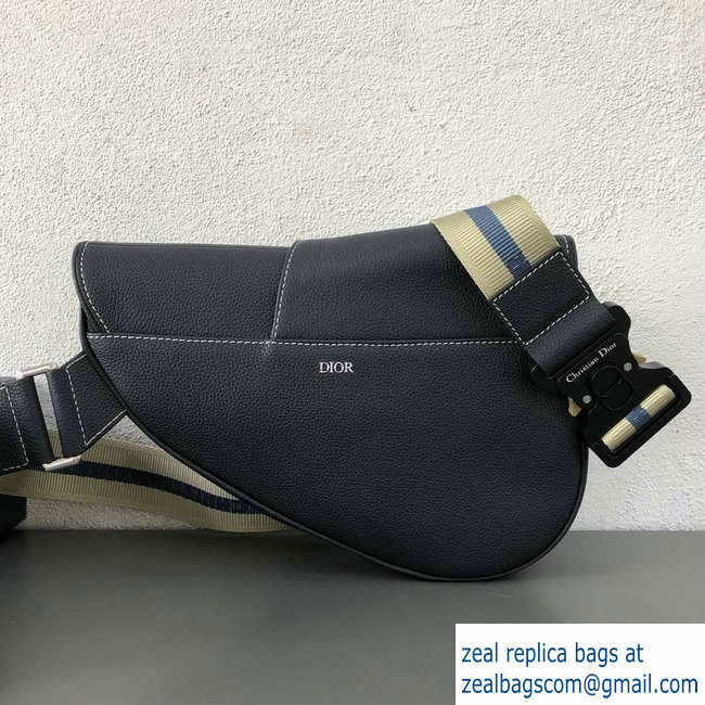 Dior Grained Calfskin Saddle Shoulder Belt Bag Navy Blue 2018 - Click Image to Close