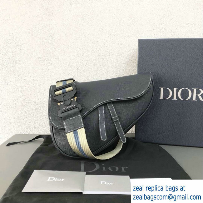 Dior Grained Calfskin Saddle Shoulder Belt Bag Navy Blue 2018