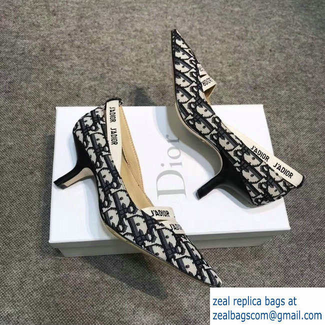 Dior Heel 6.5cm J'Adior And Double Ribbon Pumps In Obliuqe Jacquard Canvas Black 2019