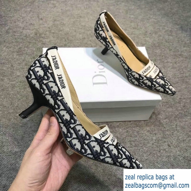 Dior Heel 6.5cm J'Adior And Double Ribbon Pumps In Obliuqe Jacquard Canvas Black 2019