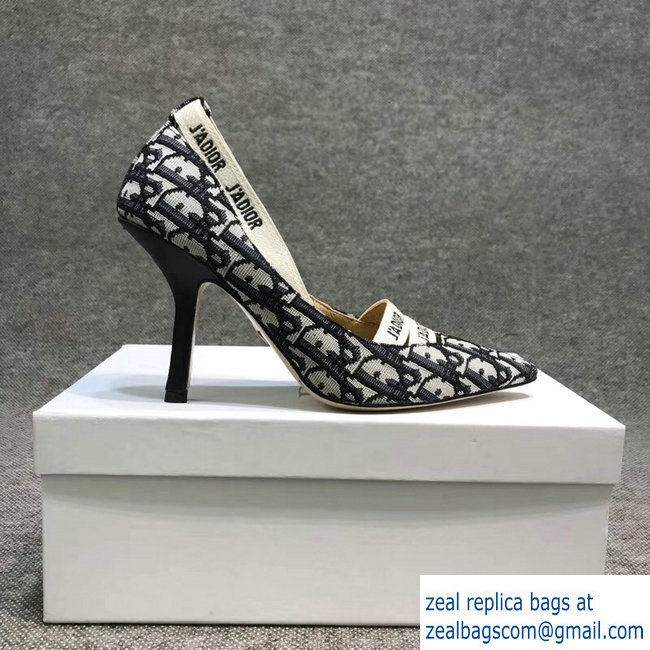 Dior Heel 9.5cm J'Adior And Double Ribbon Pumps In Obliuqe Jacquard Canvas Black 2019