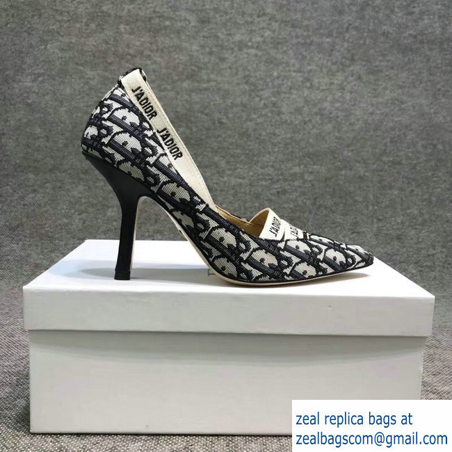 Dior Heel 9.5cm J'Adior And Double Ribbon Pumps In Obliuqe Jacquard Canvas Black 2019 - Click Image to Close