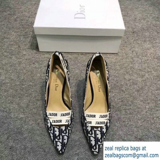 Dior Heel 9.5cm J'Adior And Double Ribbon Pumps In Obliuqe Jacquard Canvas Black 2019