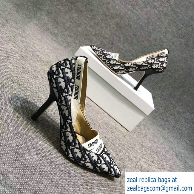 Dior Heel 9.5cm J'Adior And Double Ribbon Pumps In Obliuqe Jacquard Canvas Black 2019 - Click Image to Close