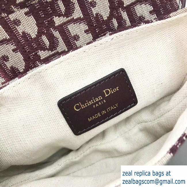 Dior Mini Saddle Bag In Burgundy Oblique Jacquard Canvas 2018 - Click Image to Close