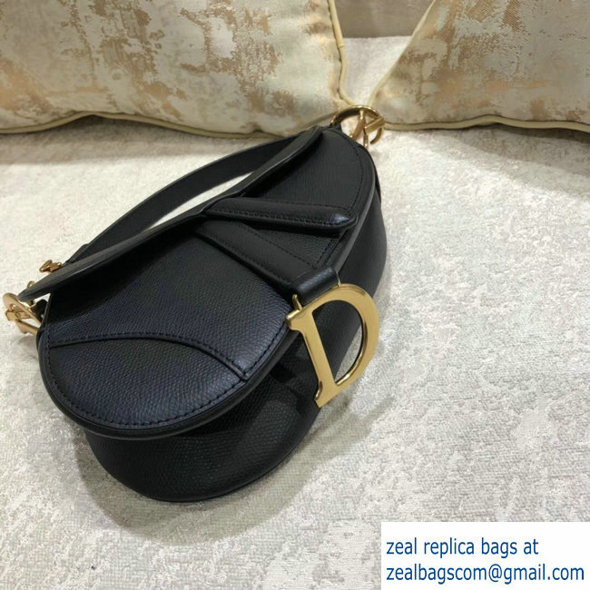 Dior Mini Saddle Bag in Grained Calfskin Black 2018