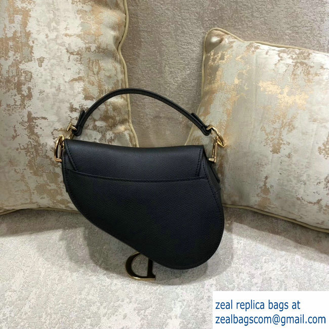 Dior Mini Saddle Bag in Grained Calfskin Black 2018