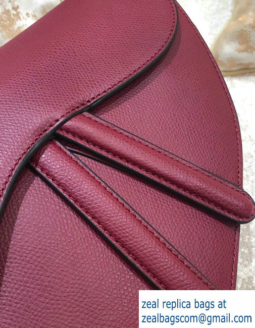 Dior Mini Saddle Bag in Grained Calfskin Burgundy 2018