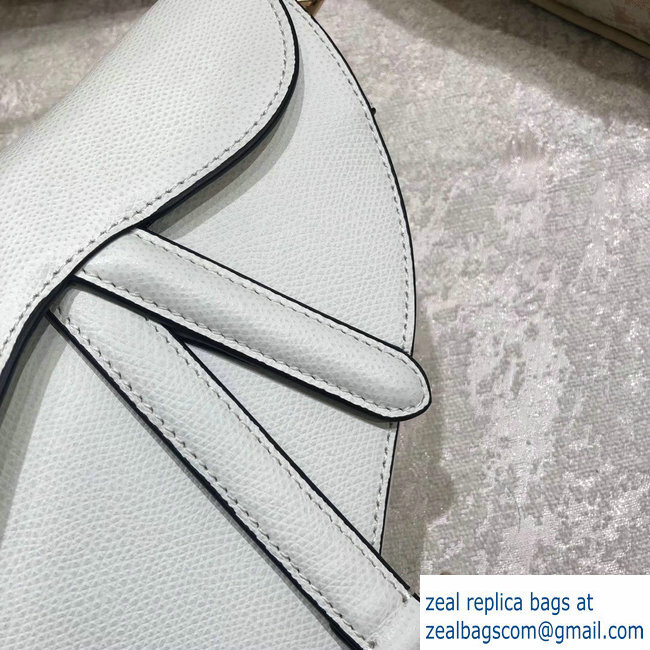 Dior Mini Saddle Bag in Grained Calfskin White 2018 - Click Image to Close