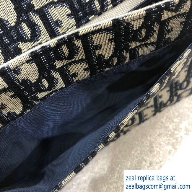 Dior Oblique Jacquard Canvas Large Saddle Wallet on Chain Clutch Bag Blue 2018 - Click Image to Close