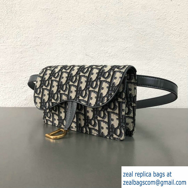 Dior Oblique Jacquard Canvas Saddle Belt Pouch Bag Blue 2018