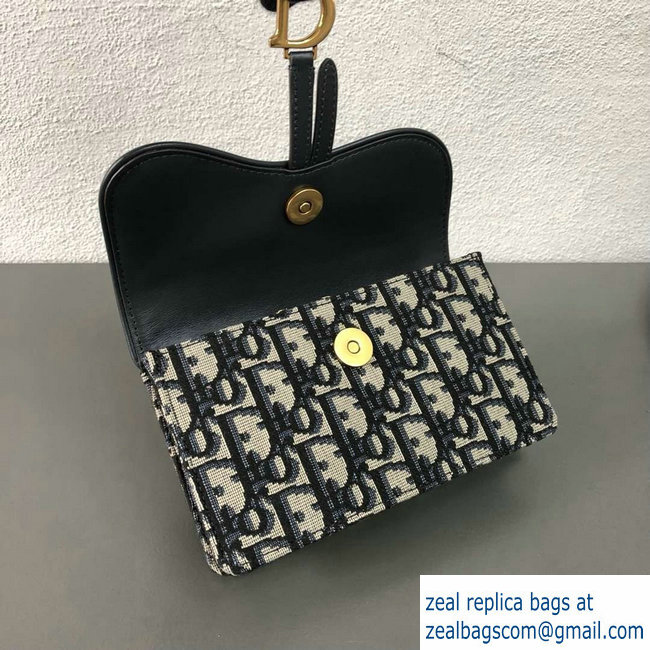 Dior Oblique Jacquard Canvas Saddle Belt Pouch Bag Blue 2018