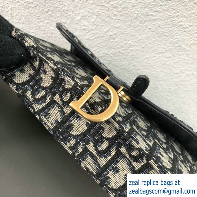 Dior Oblique Jacquard Canvas Saddle Belt Pouch Bag Blue 2018 - Click Image to Close