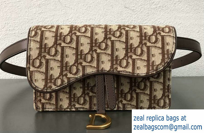 Dior Oblique Jacquard Canvas Saddle Belt Pouch Bag Brown 2018