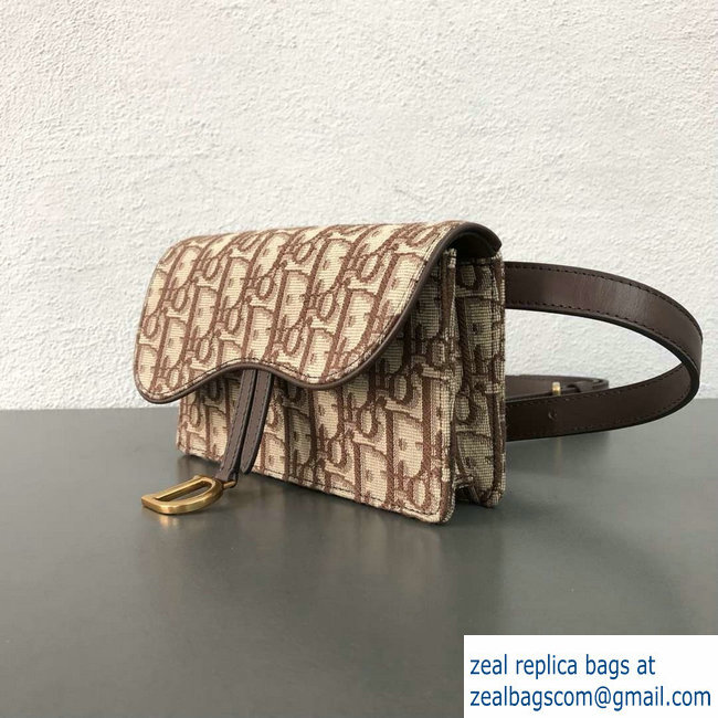 Dior Oblique Jacquard Canvas Saddle Belt Pouch Bag Brown 2018