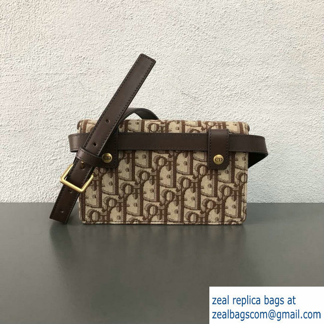 Dior Oblique Jacquard Canvas Saddle Belt Pouch Bag Brown 2018 - Click Image to Close