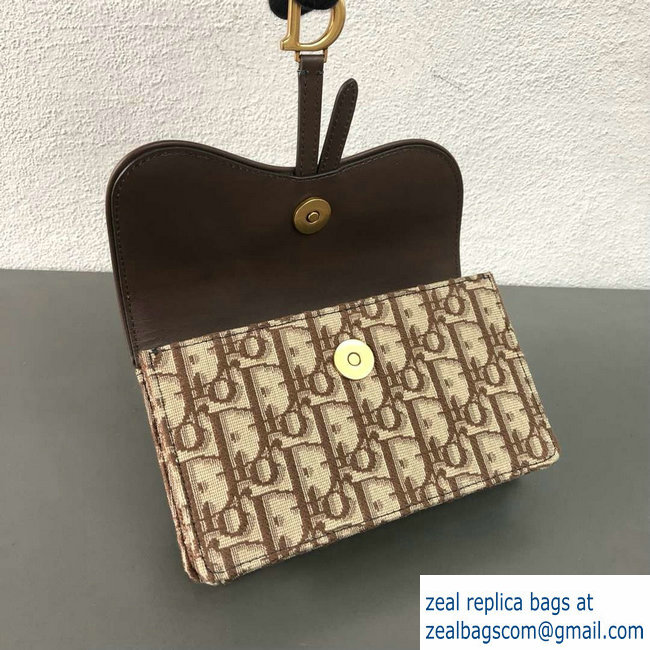 Dior Oblique Jacquard Canvas Saddle Belt Pouch Bag Brown 2018