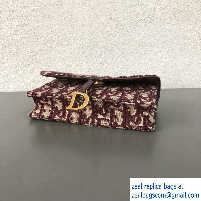 Dior Oblique Jacquard Canvas Saddle Belt Pouch Bag Burgundy 2018