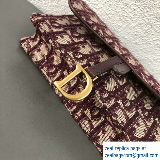 Dior Oblique Jacquard Canvas Saddle Belt Pouch Bag Burgundy 2018