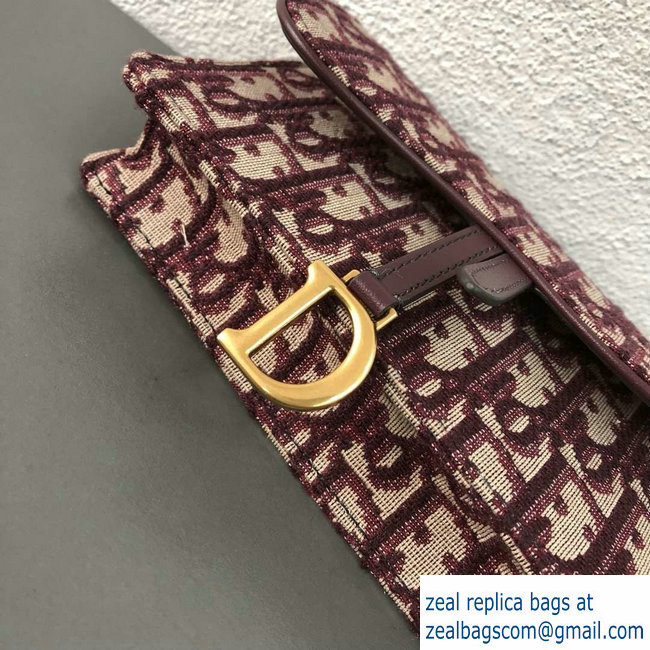 Dior Oblique Jacquard Canvas Saddle Belt Pouch Bag Burgundy 2018 - Click Image to Close