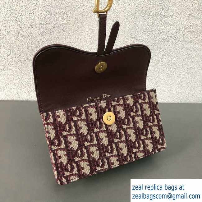 Dior Oblique Jacquard Canvas Saddle Belt Pouch Bag Burgundy 2018