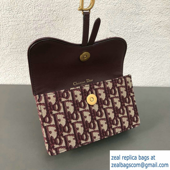 Dior Oblique Jacquard Canvas Saddle Belt Pouch Bag Burgundy 2018 - Click Image to Close