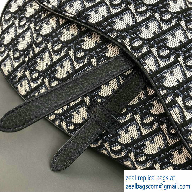 Dior Oblique Jacquard Canvas Saddle Shoulder Belt Bag Blue 2018