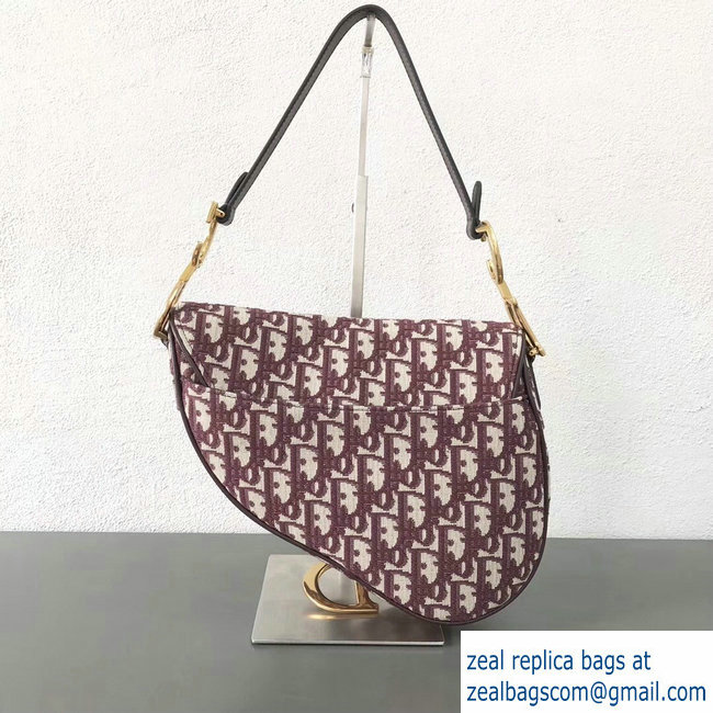 Dior Saddle Bag In Burgundy Oblique Jacquard Canvas 2018