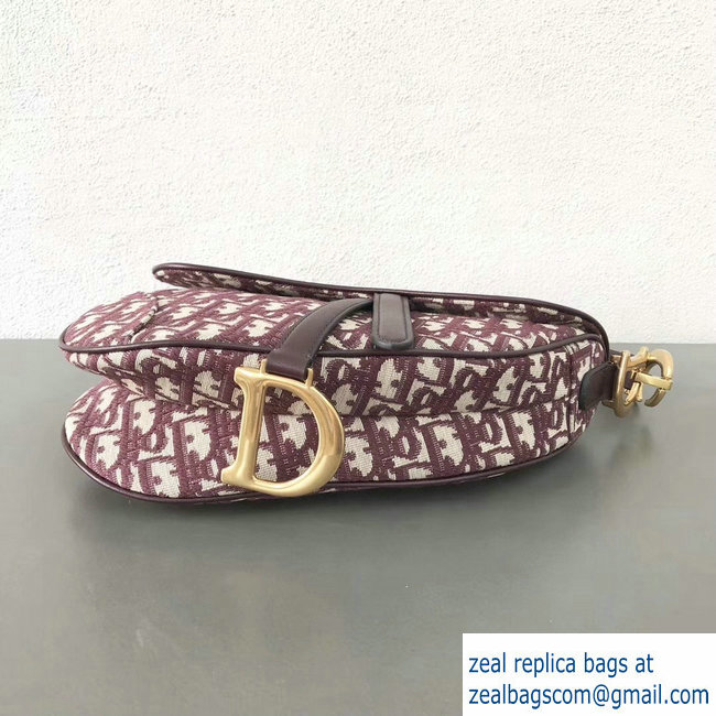 Dior Saddle Bag In Burgundy Oblique Jacquard Canvas 2018