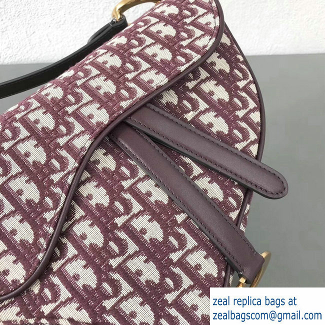 Dior Saddle Bag In Burgundy Oblique Jacquard Canvas 2018 - Click Image to Close