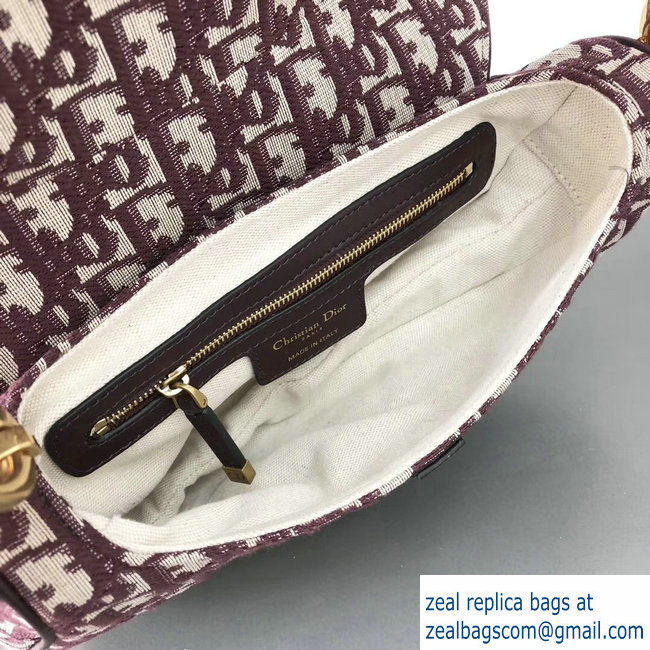 Dior Saddle Bag In Burgundy Oblique Jacquard Canvas 2018 - Click Image to Close